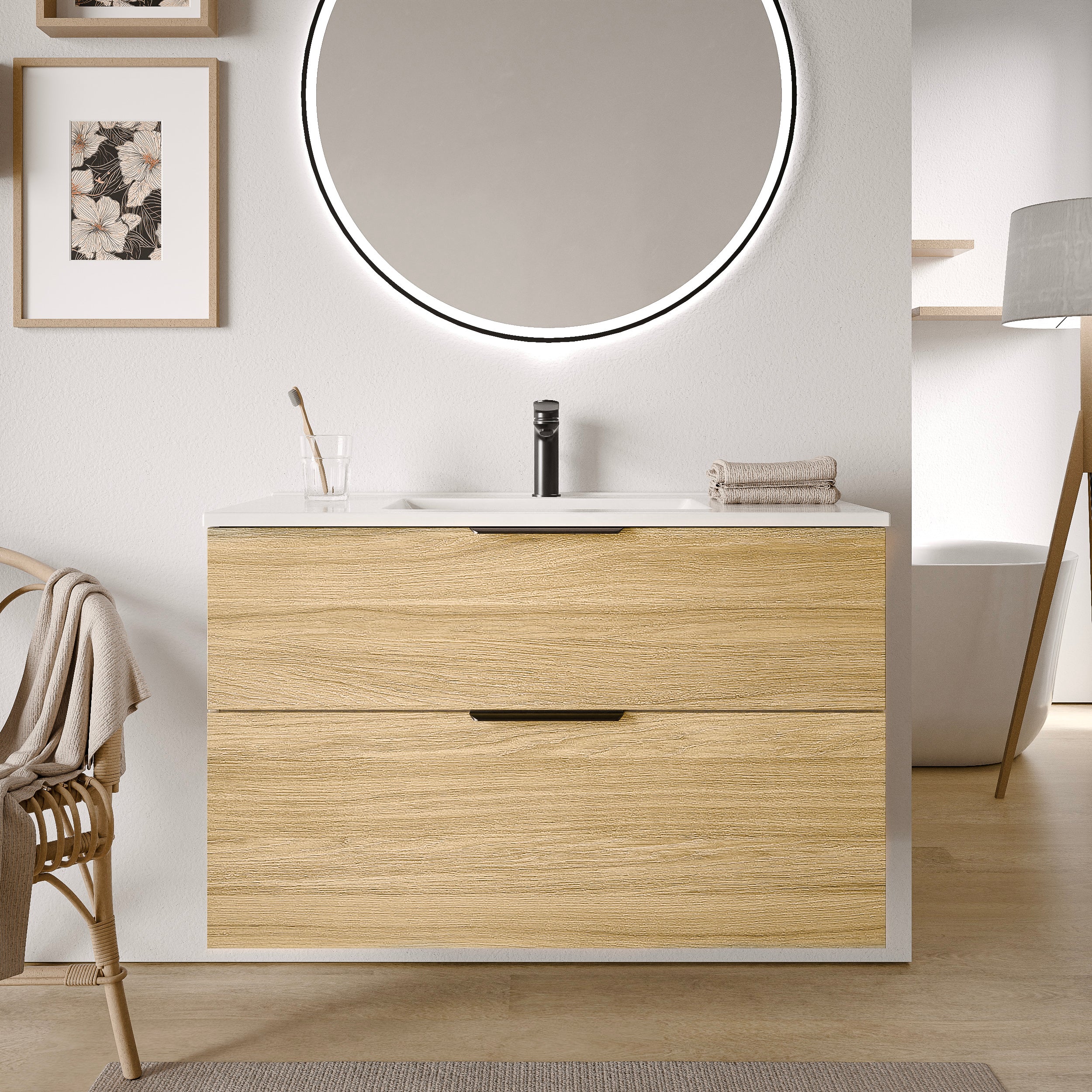 Badmöbel Set TIM 100 cm mit Waschbecken