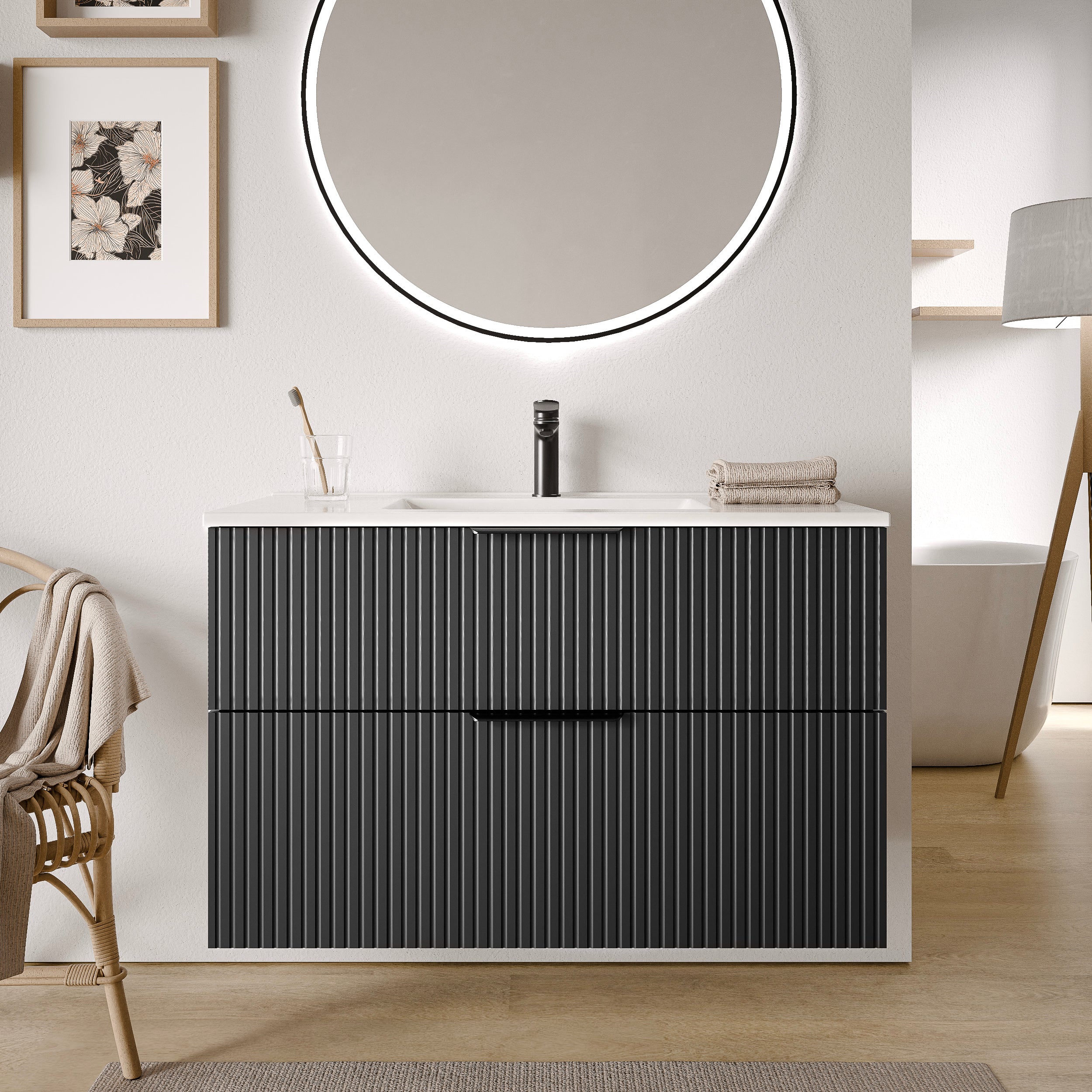 Badmöbel Set TIM 100 cm mit Waschbecken