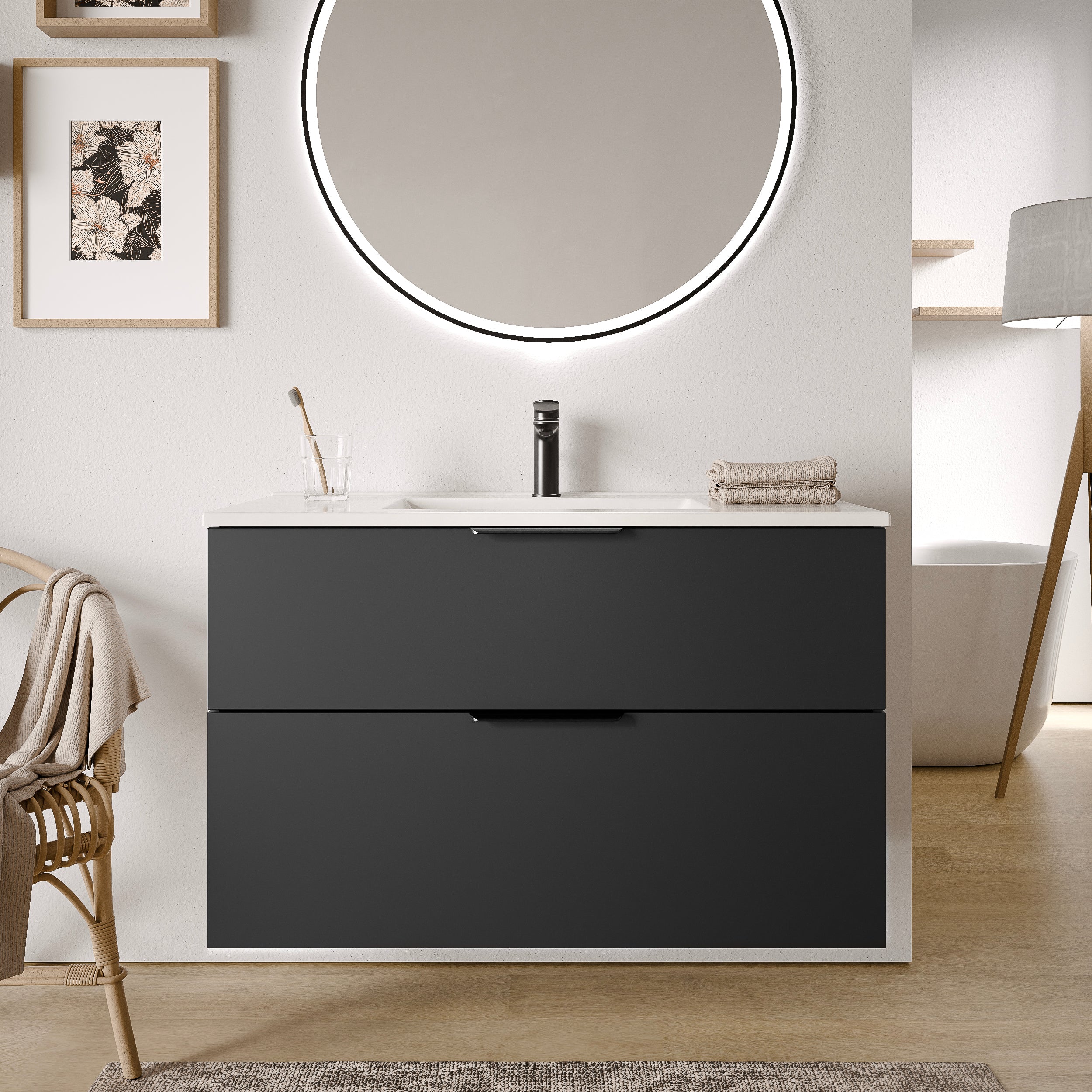 Badmöbel Set TIM 100 cm mit Waschbecken