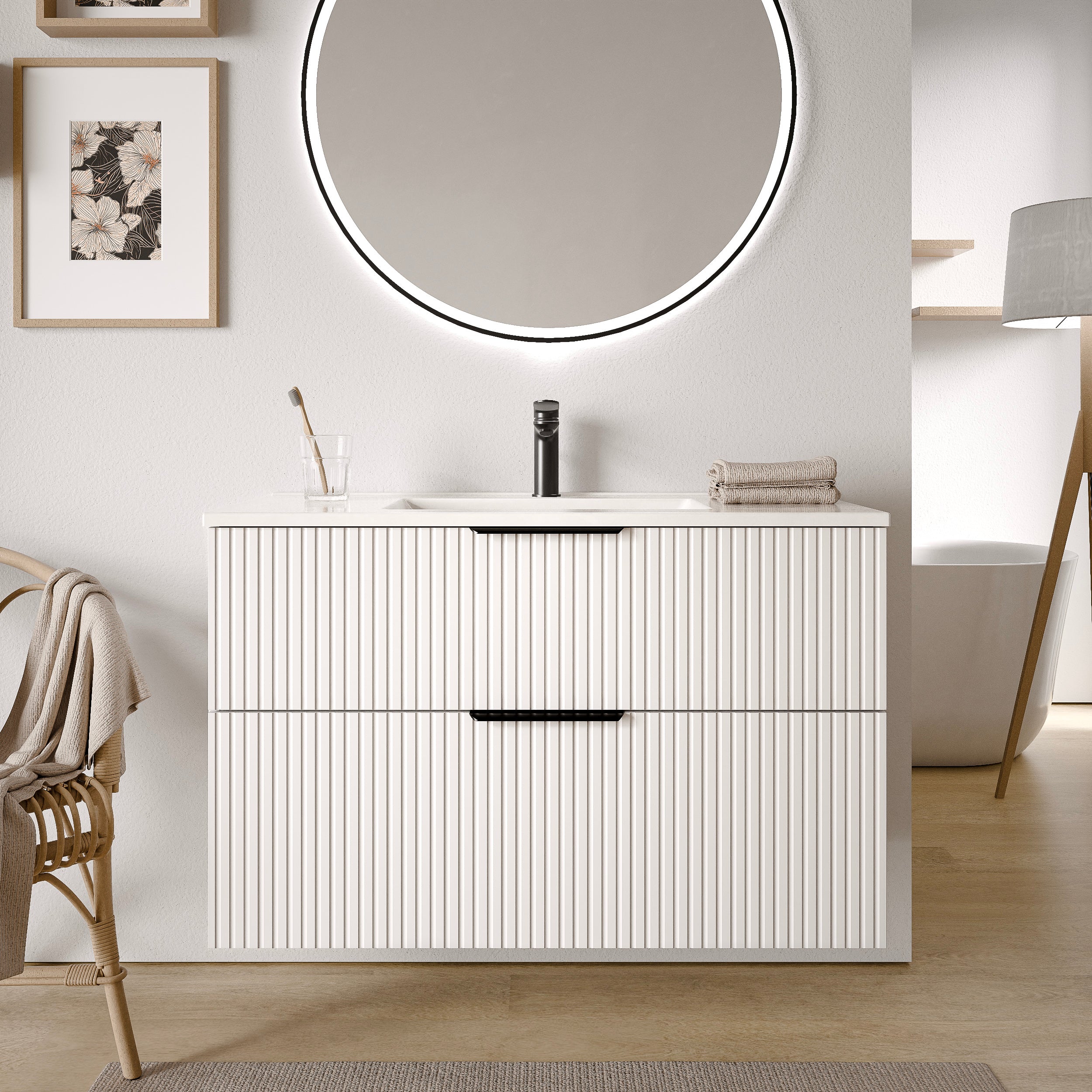 Badmöbel Set TIM 100 cm mit Waschbecken