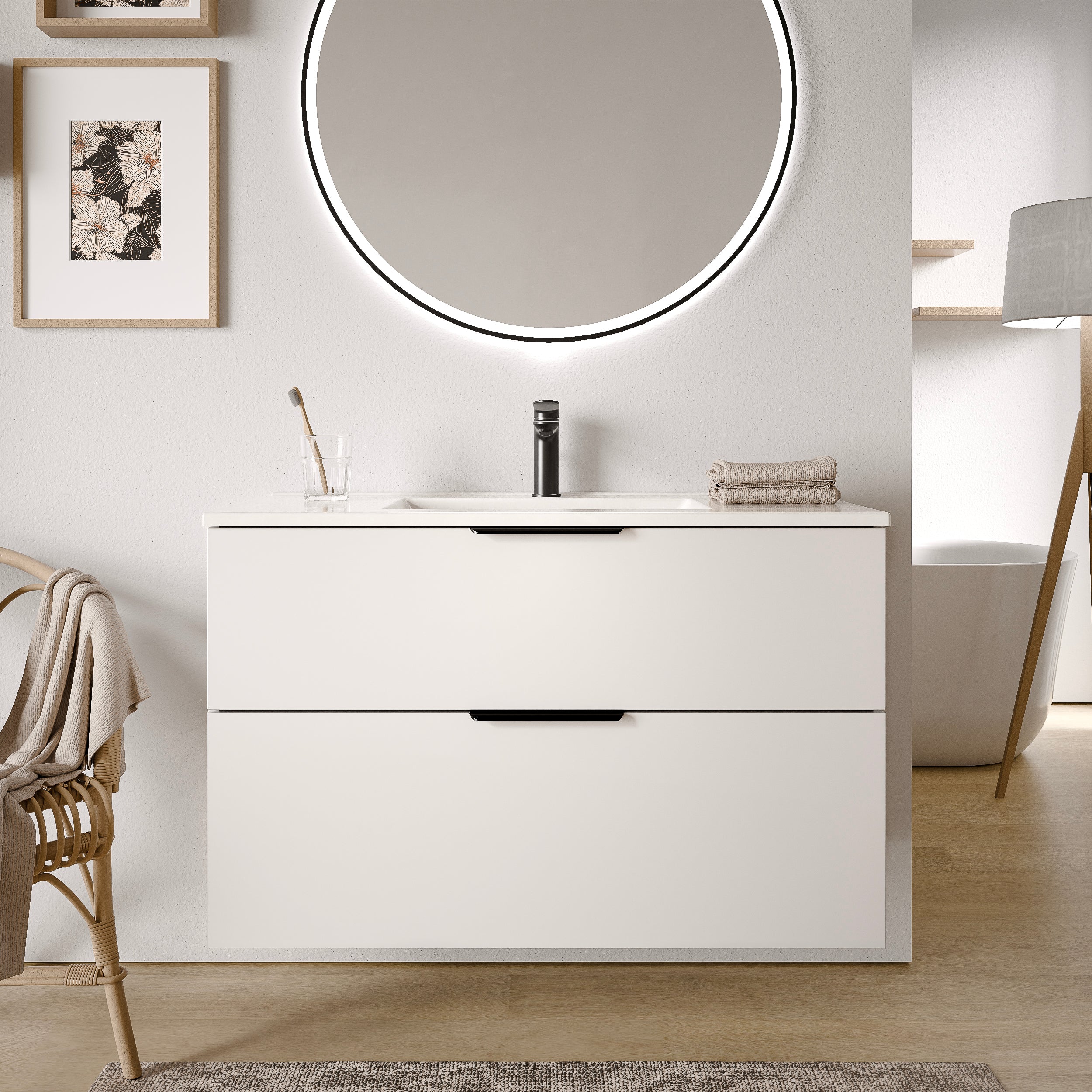 Badmöbel Set TIM 100 cm mit Waschbecken