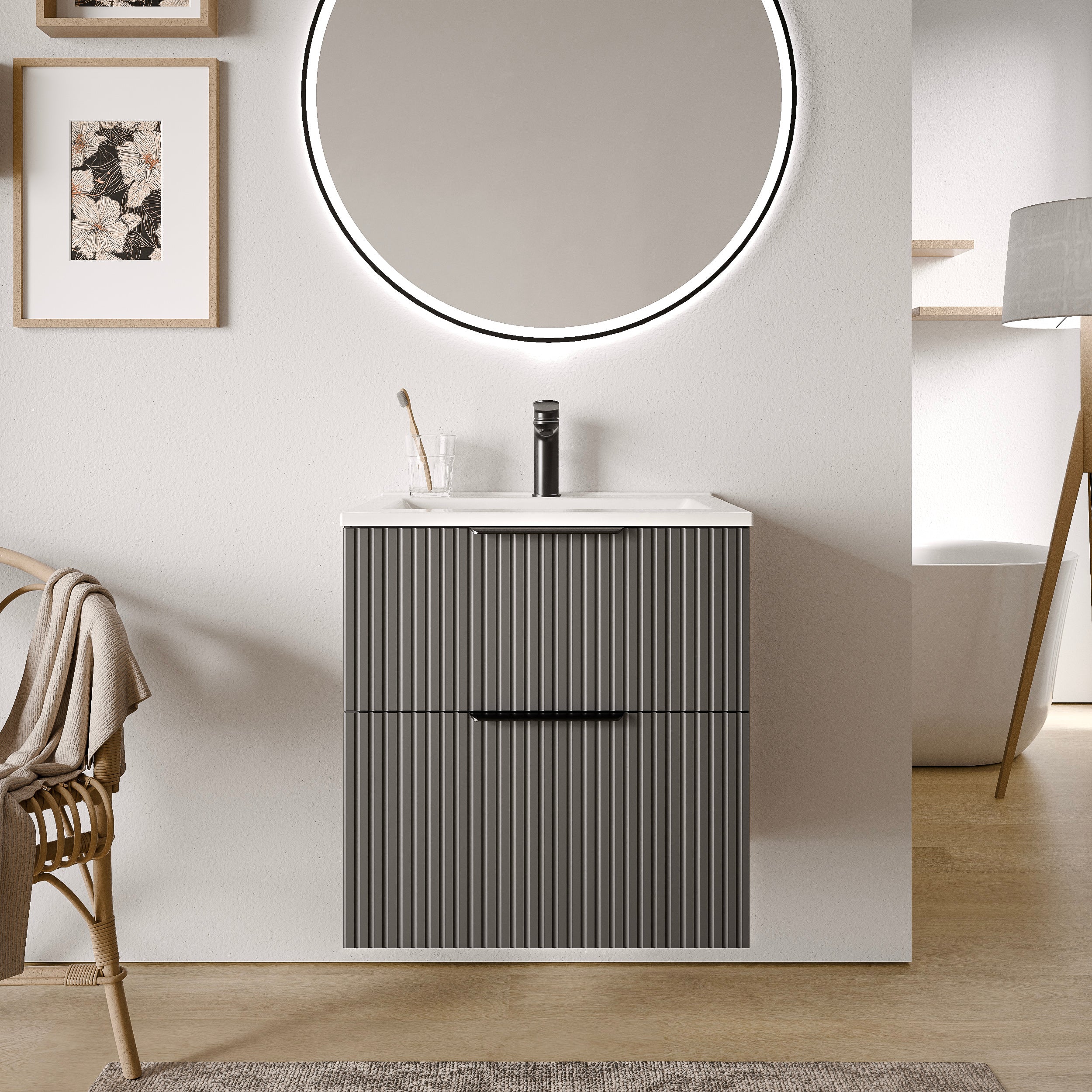 Badmöbel Set TIM 60 cm mit Waschbecken