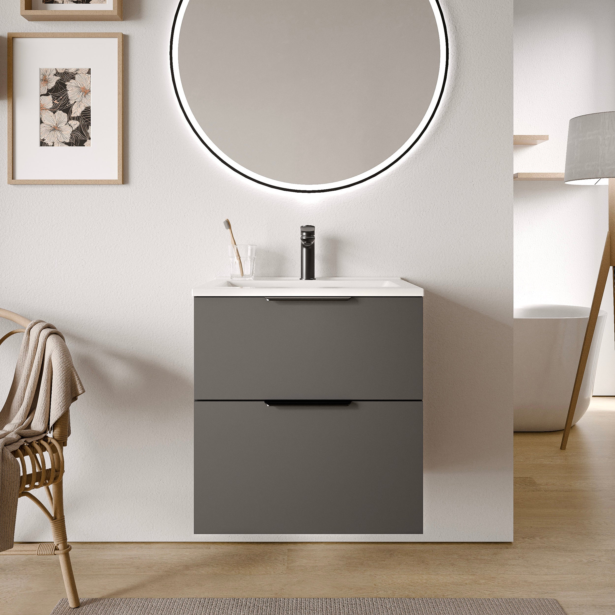 Badmöbel Set TIM 60 cm mit Waschbecken