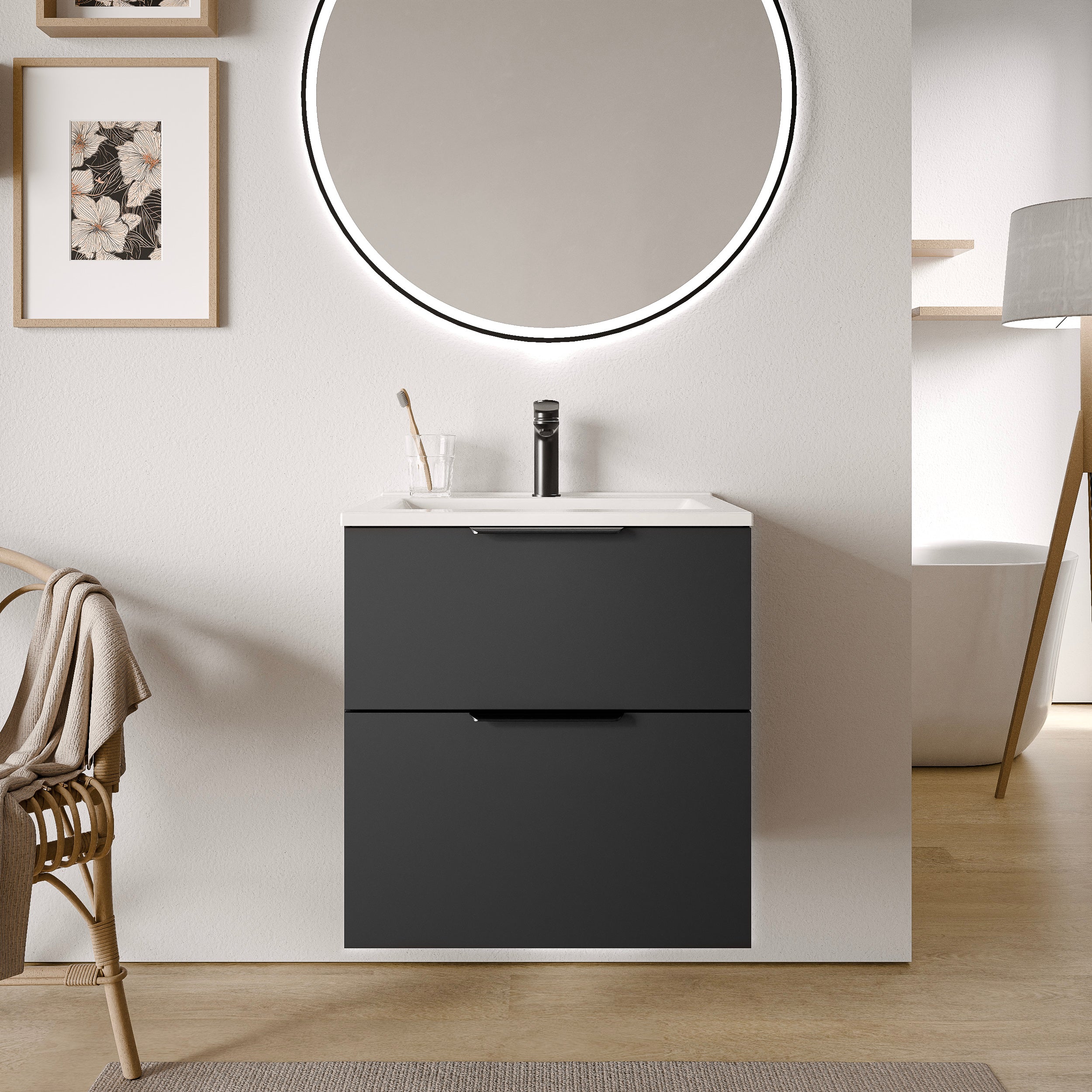 Badmöbel Set TIM 60 cm mit Waschbecken