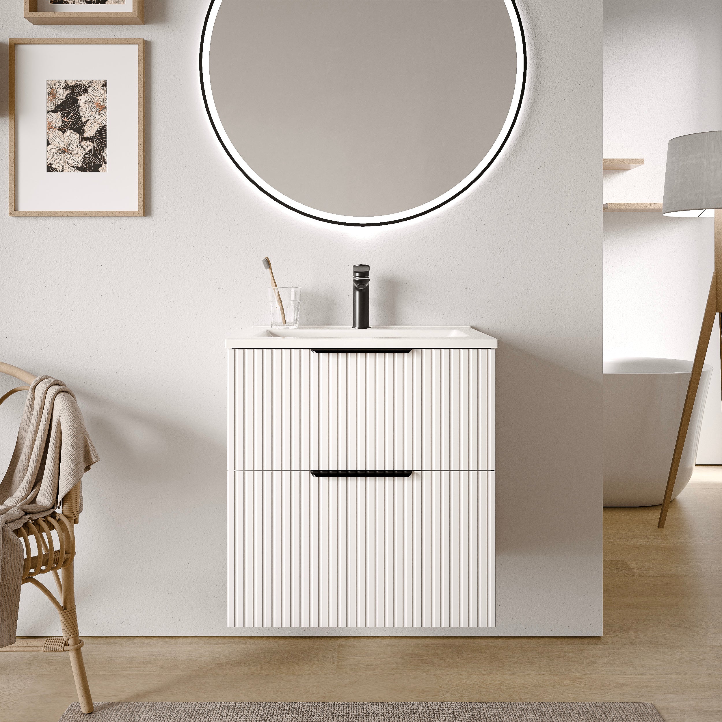 Badmöbel Set TIM 60 cm mit Waschbecken