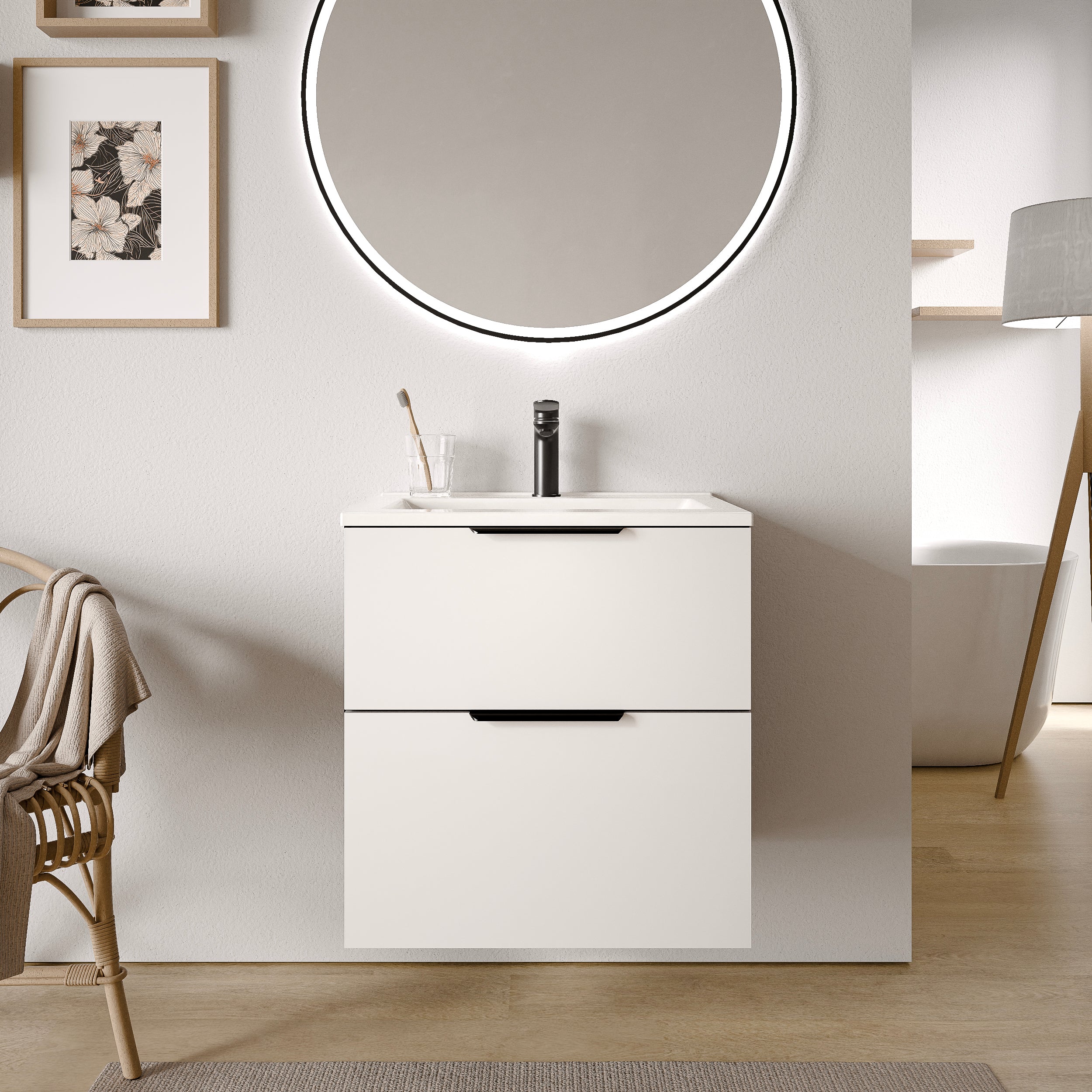 Badmöbel Set TIM 60 cm mit Waschbecken