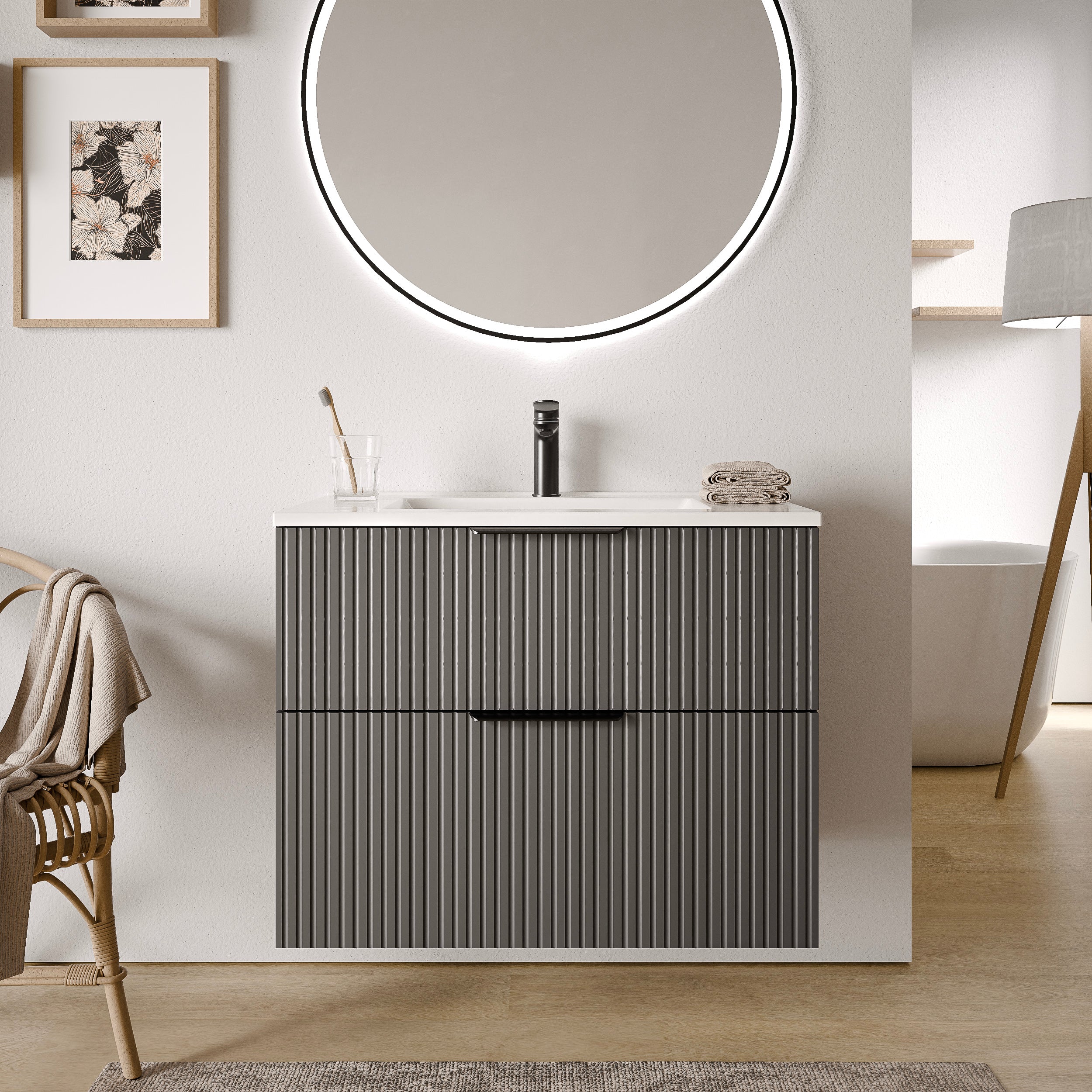 Badmöbel Set TIM 80 cm mit Keramikbecken