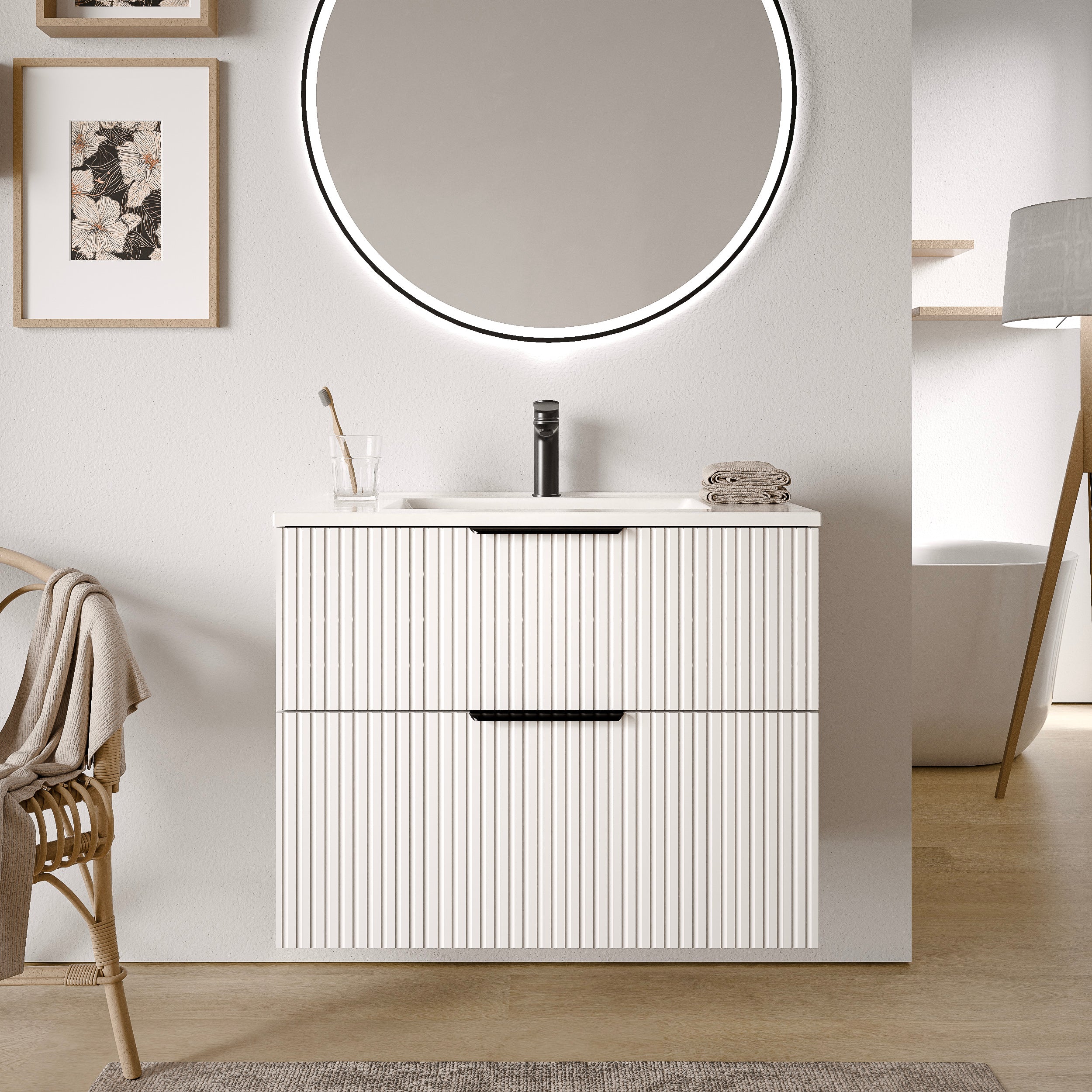 Badmöbel Set TIM 80 cm mit Keramikbecken