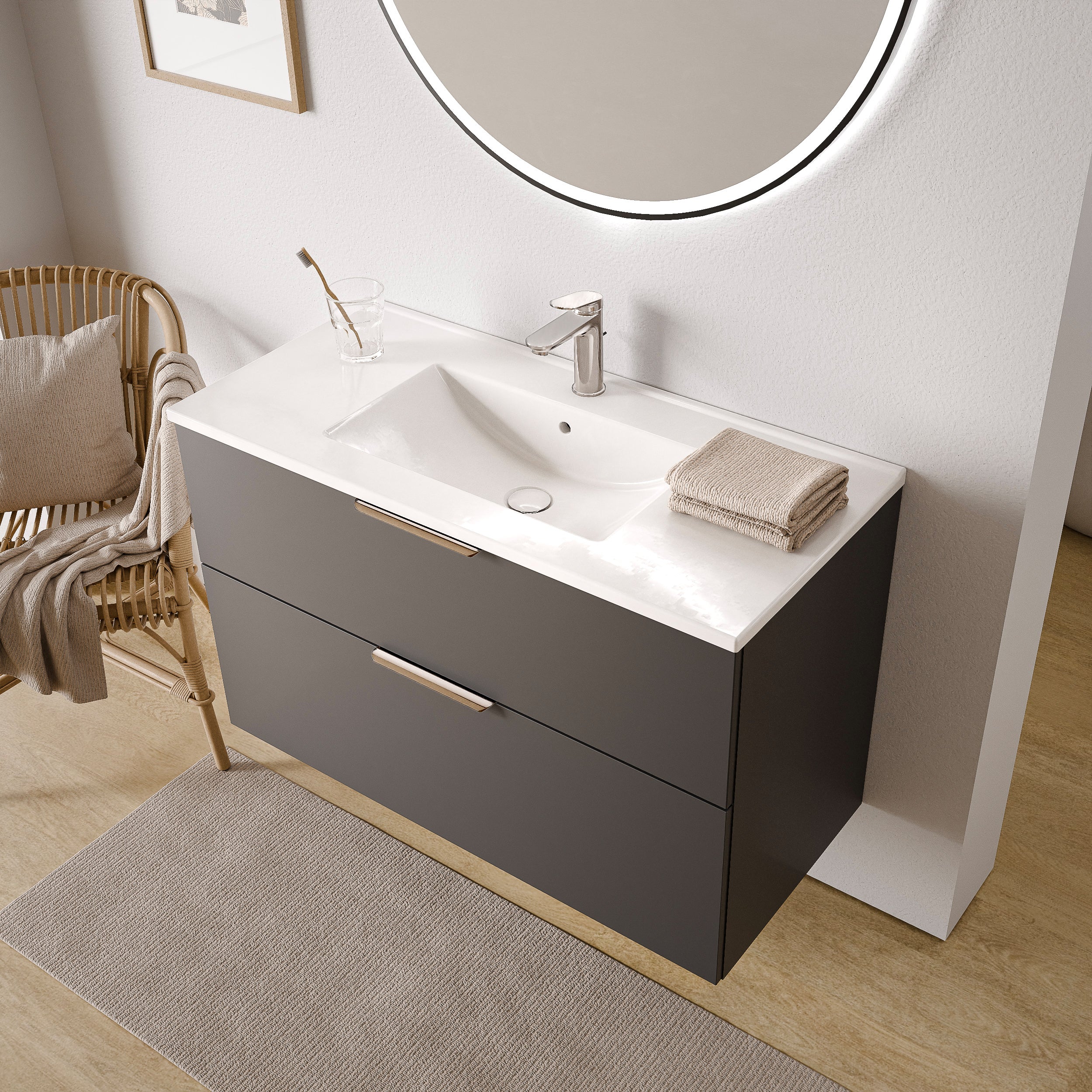 Badmöbel Set TIM 100 cm mit Waschbecken