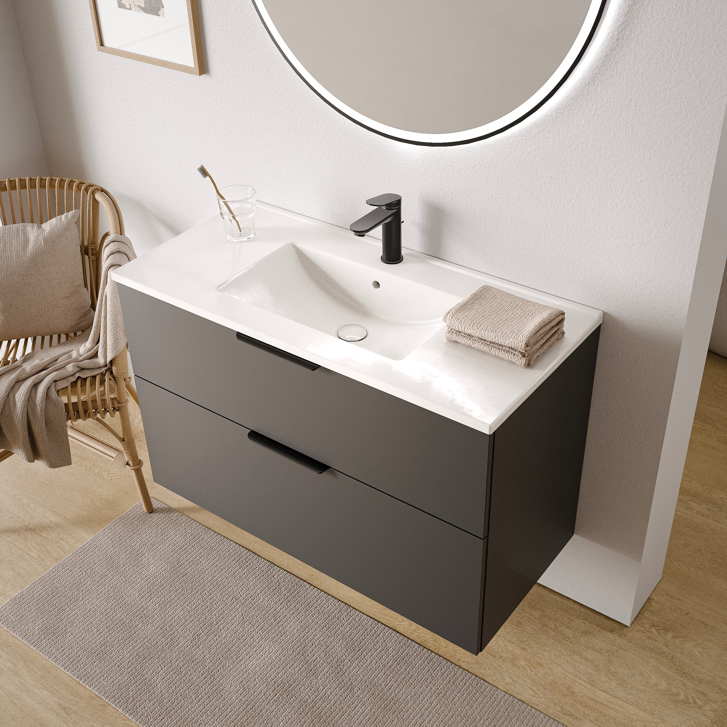 Badmöbel Set TIM 100 cm mit Waschbecken