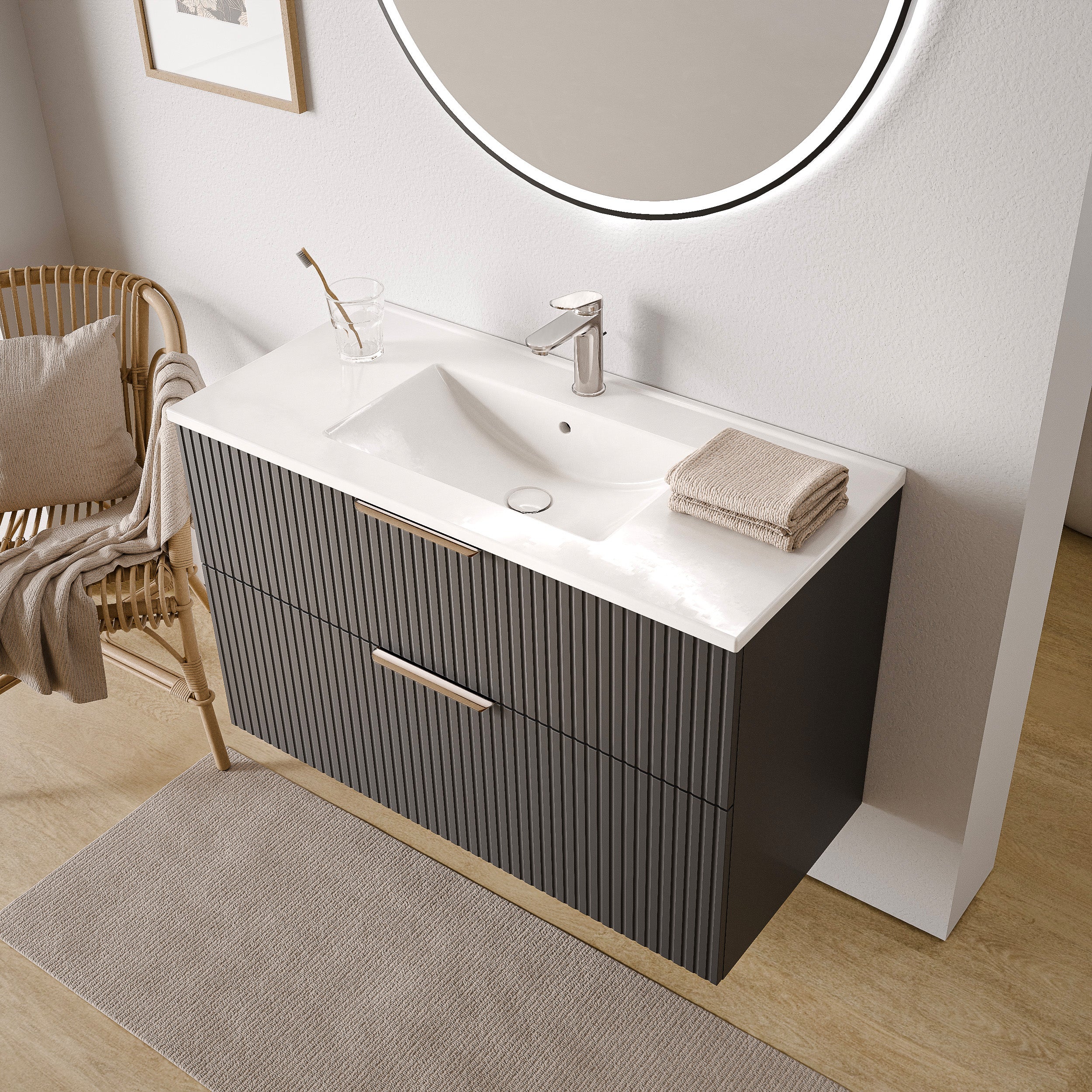 Badmöbel Set TIM 100 cm mit Waschbecken