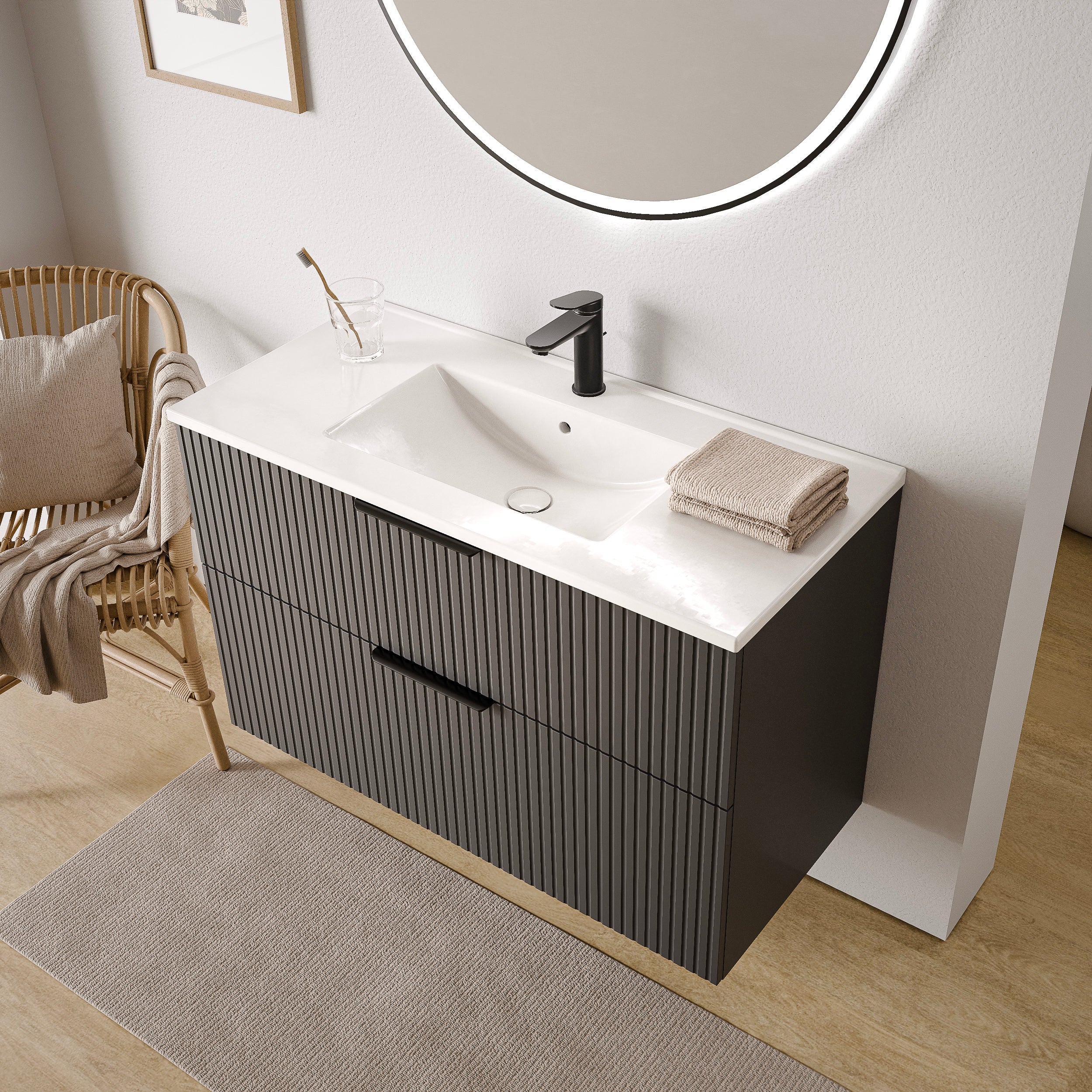 Badmöbel Set TIM 100 cm mit Waschbecken