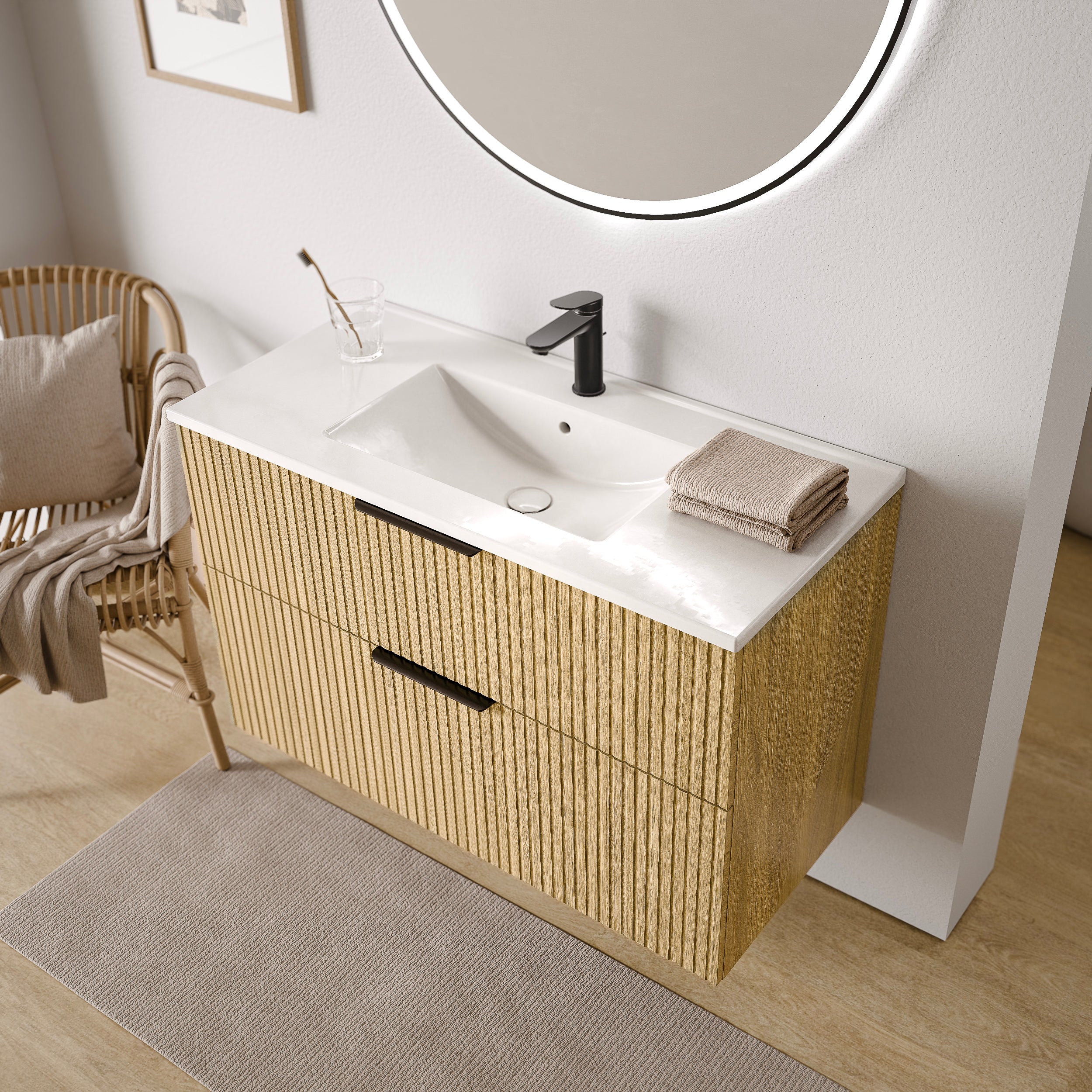 Badmöbel Set TIM 100 cm mit Waschbecken