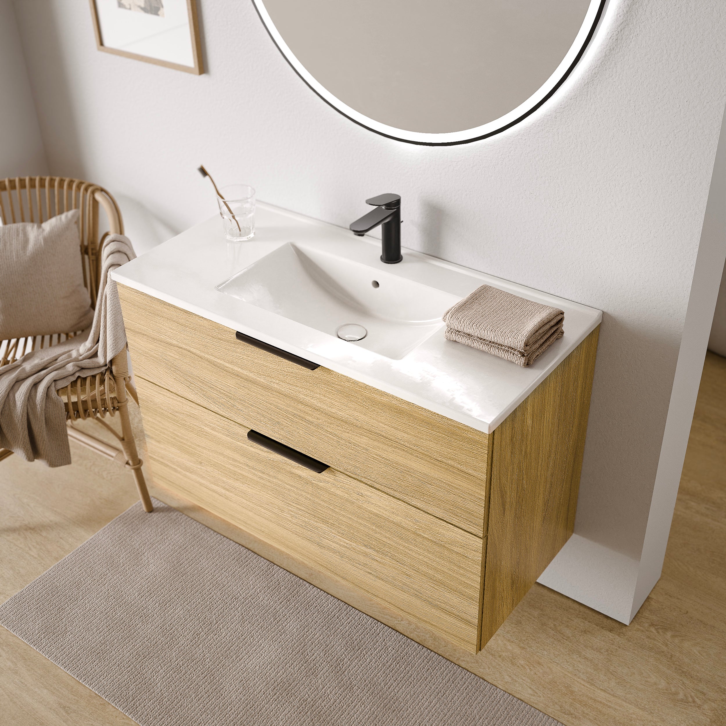 Badmöbel Set TIM 100 cm mit Waschbecken