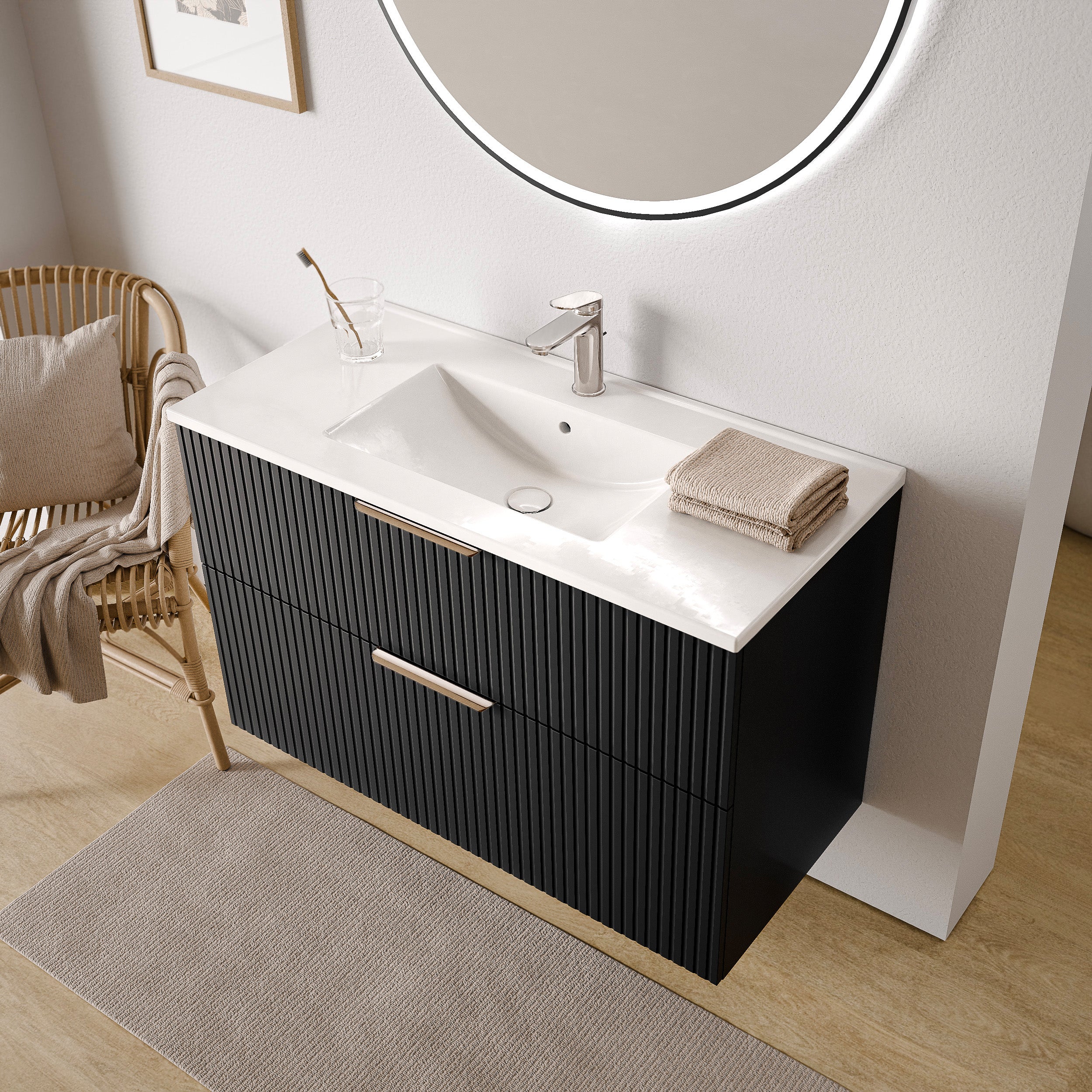 Badmöbel Set TIM 100 cm mit Waschbecken