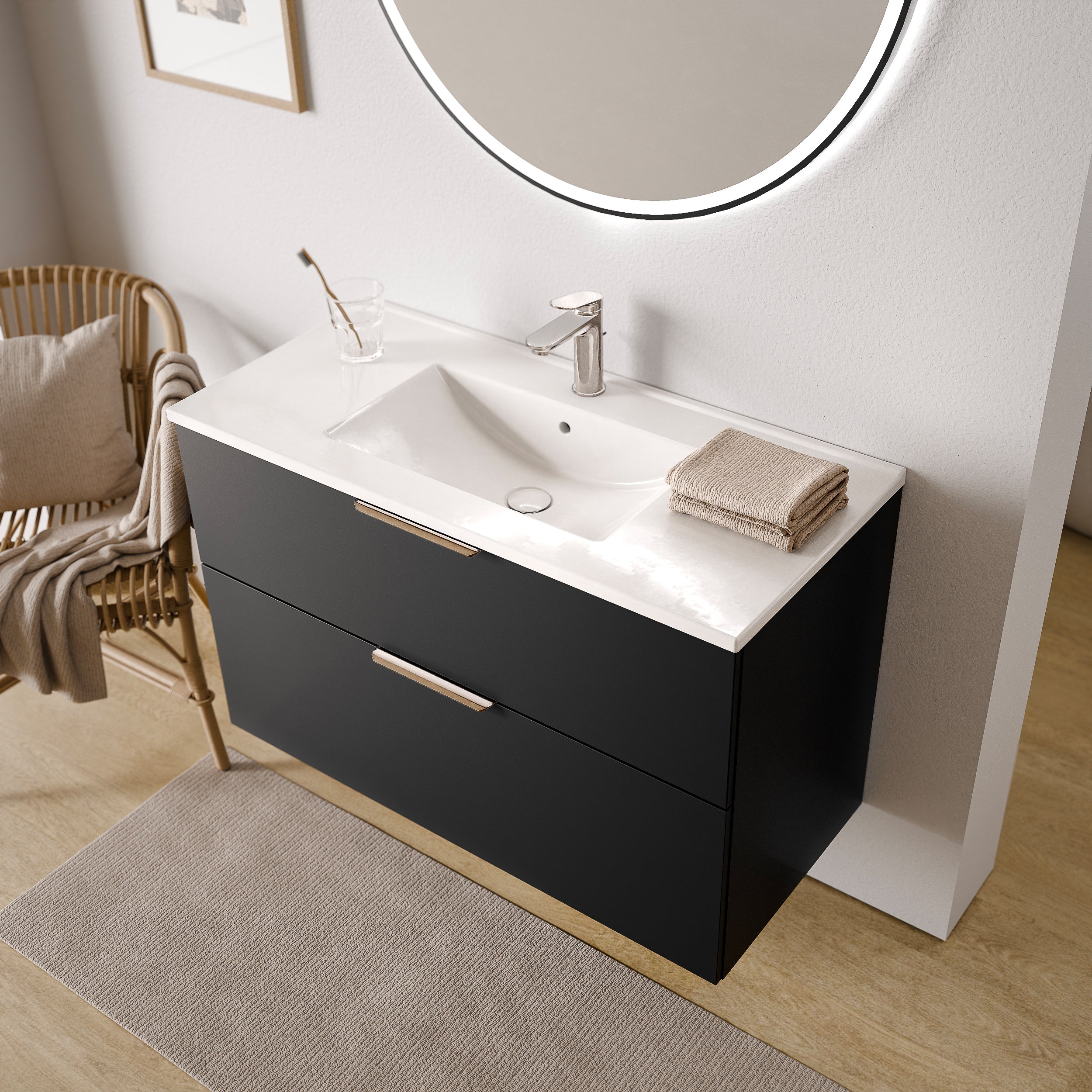 Badmöbel Set TIM 100 cm mit Waschbecken