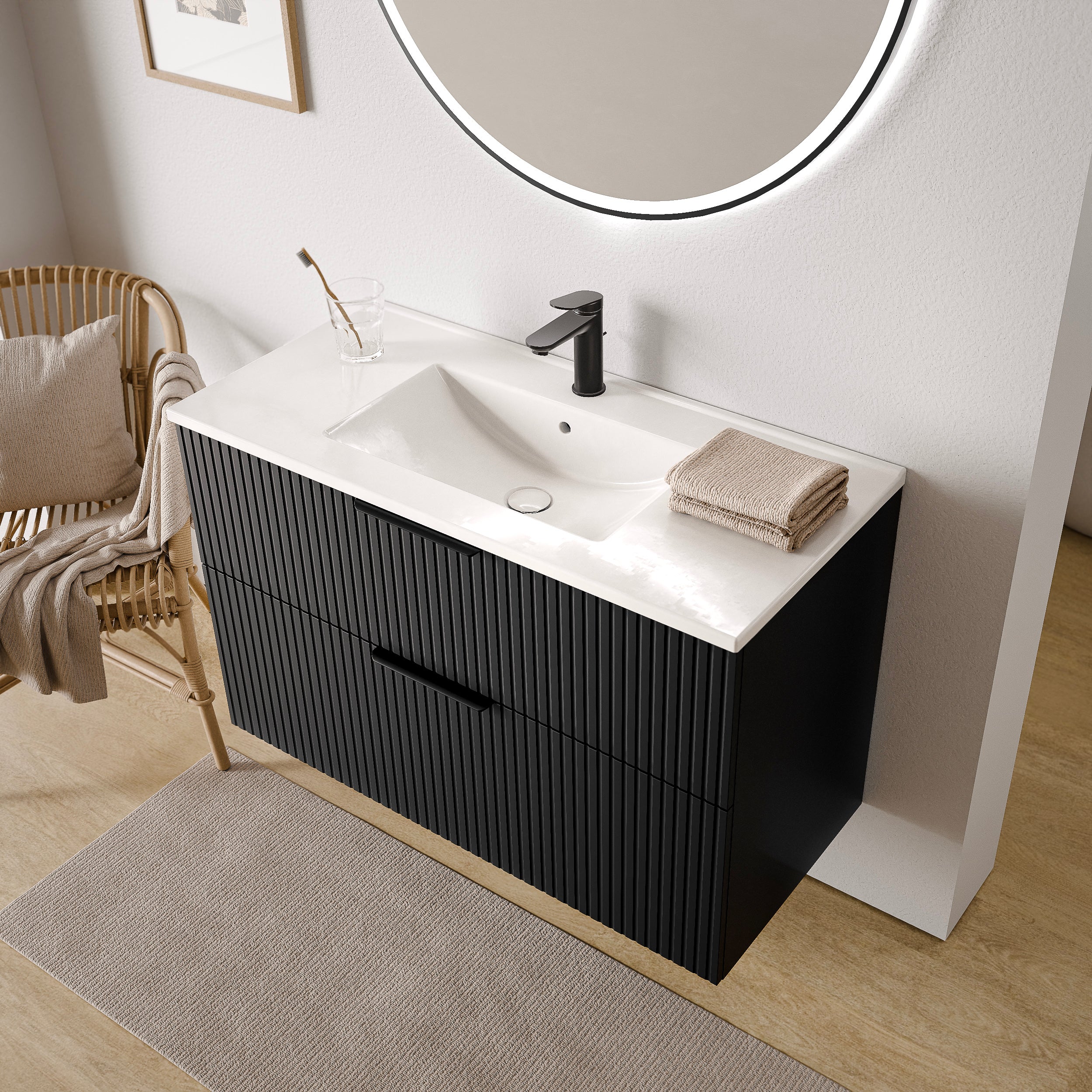 Badmöbel Set TIM 100 cm mit Waschbecken