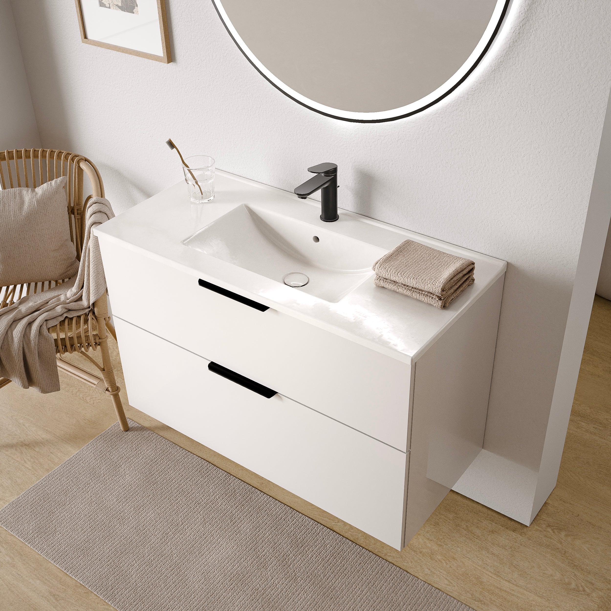 Badmöbel Set TIM 100 cm mit Waschbecken