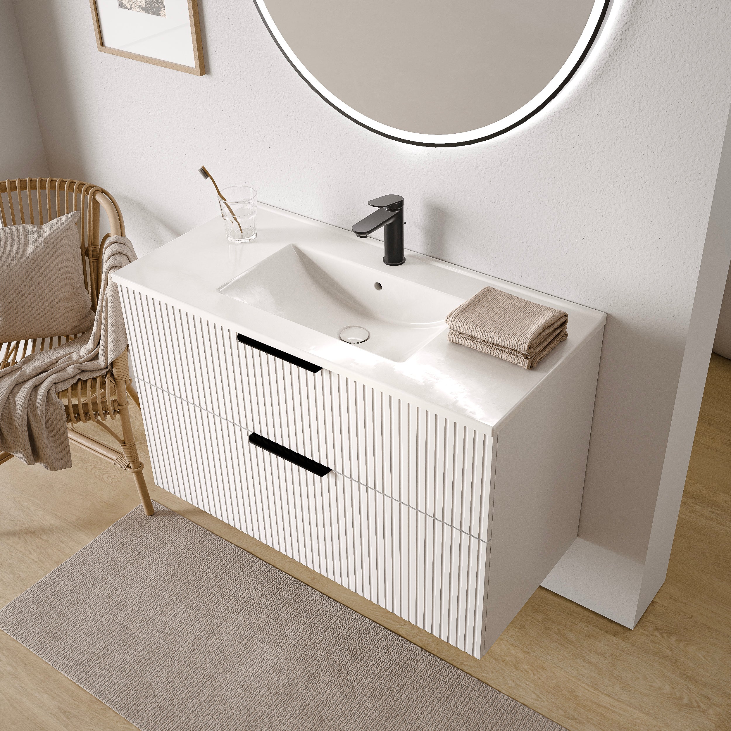 Badmöbel Set TIM 100 cm mit Waschbecken