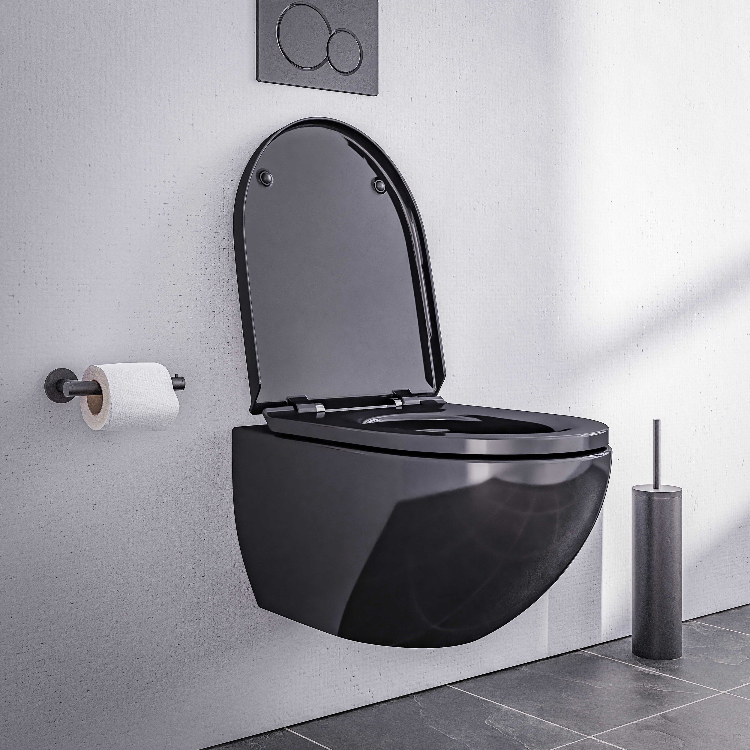 WC sospeso senza brida E-9030 con sedile Soft-Close - Colore a scelta