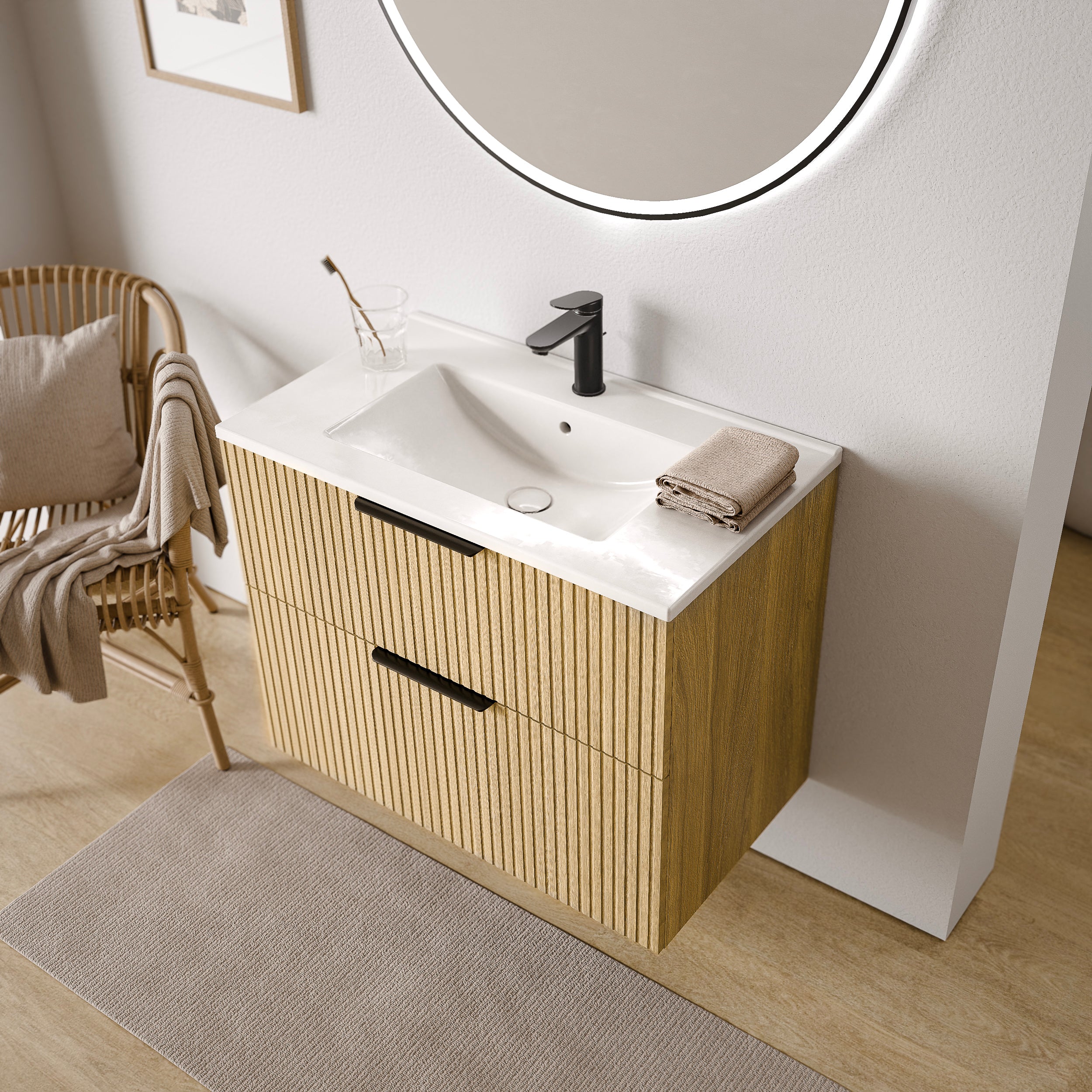 Badmöbel Set TIM 80 cm mit Keramikbecken