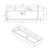 Vasque à poser ou à suspendre PB2144-1 en fonte minérale – 110 x 42 x 13 cm – blanc mat