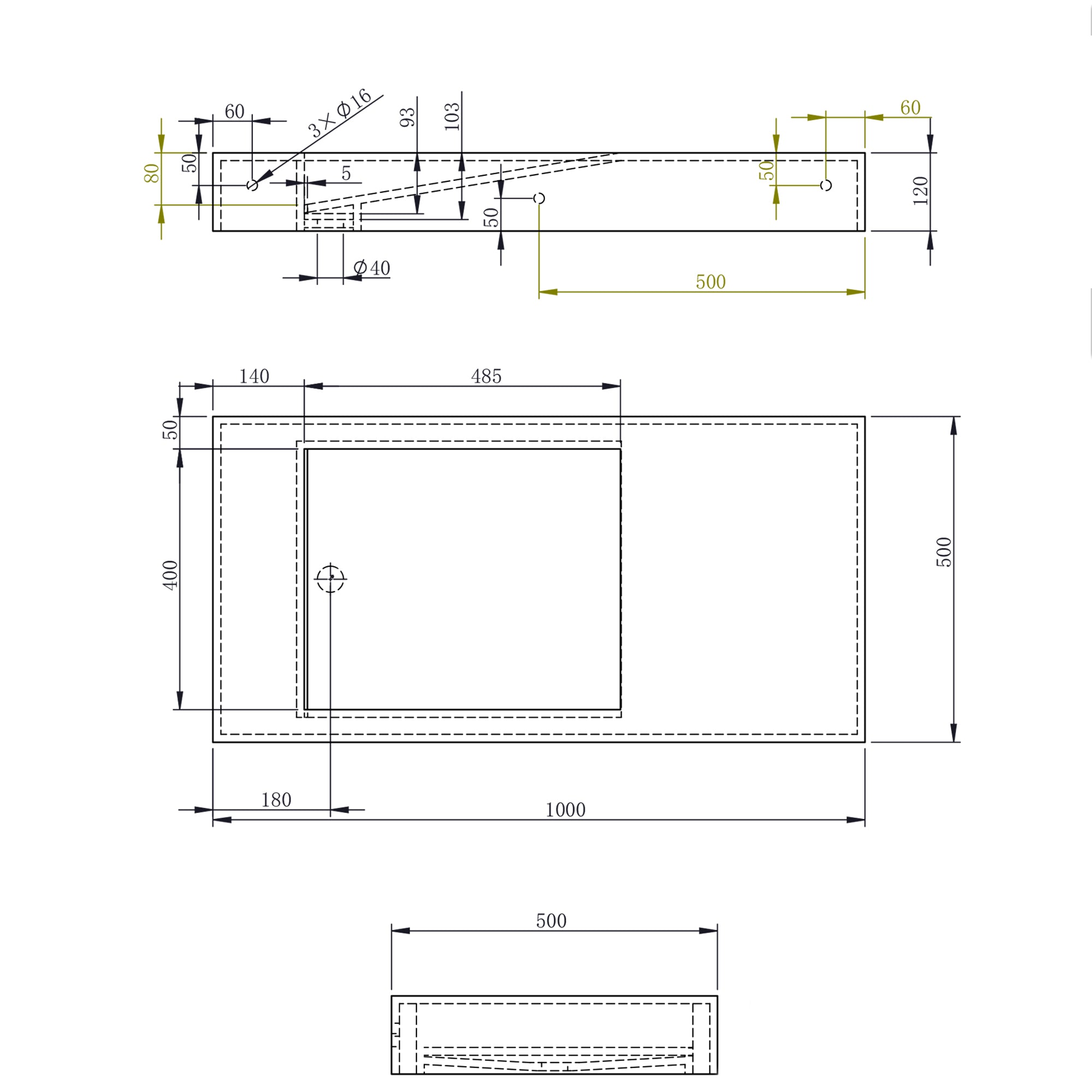 Vasque murale PB2155 en fonte minérale - blanc mat - 100 x 50 x 12 cm 