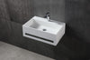 Lavabo à suspendre TWG02 en pierre solide (Solid Stone)  avec porte-serviettes intégré - 60x40x20cm