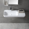 Lavabo sospeso o da appoggio TWG202 con vano portaoggetti laterale - Solid Stone - bianco opaco - 90x40x12cm