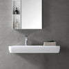 Lavabo sospeso o da appoggio TWG202 con vano portaoggetti laterale - Solid Stone - bianco opaco - 90x40x12cm