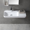 Lavabo mural / vasque à poser TWG202 en solide surface (Solid Stone) - blanc mat - 90x40x12cm