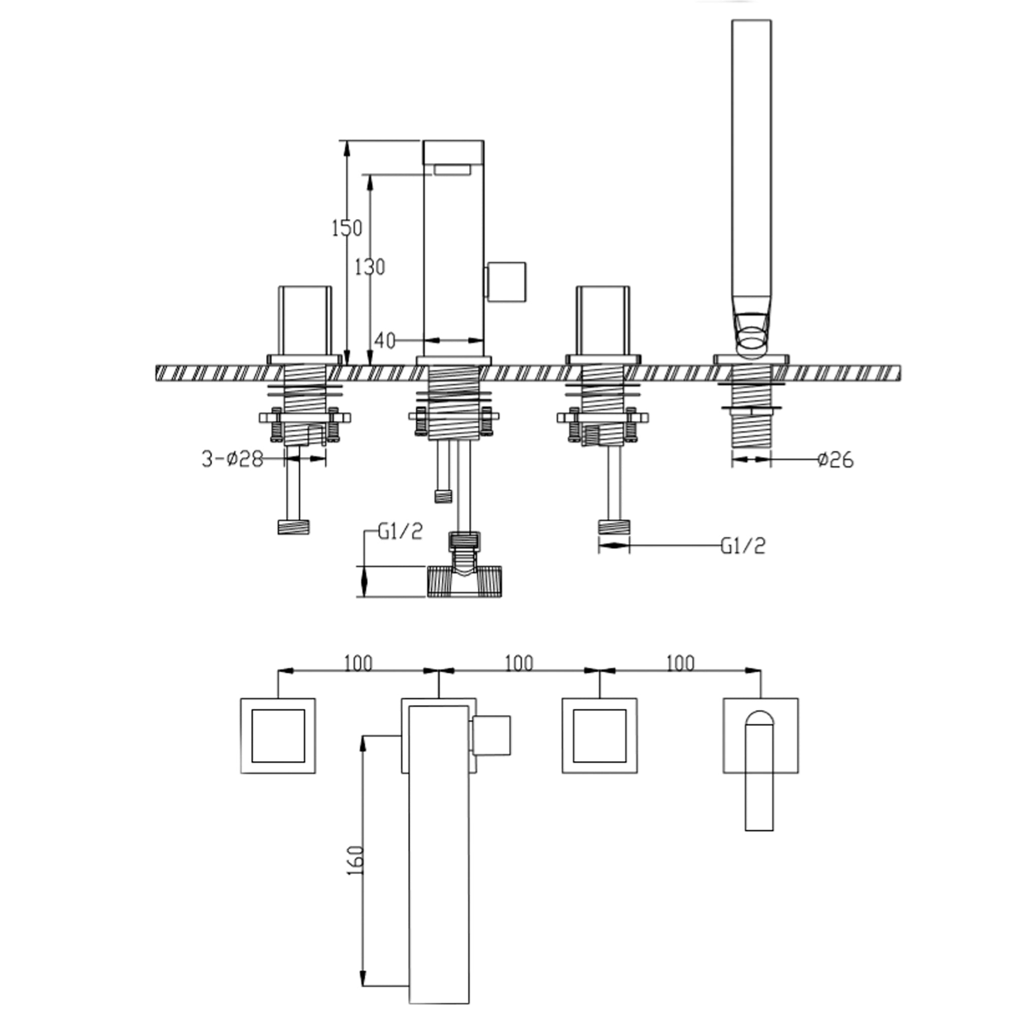 Wannenrandarmatur Fliesenrandarmatur 6081C