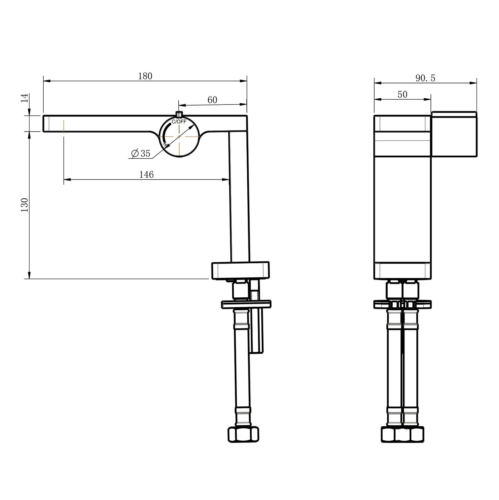 Robinetterie de lavabo design pour salle de bains NT3110G