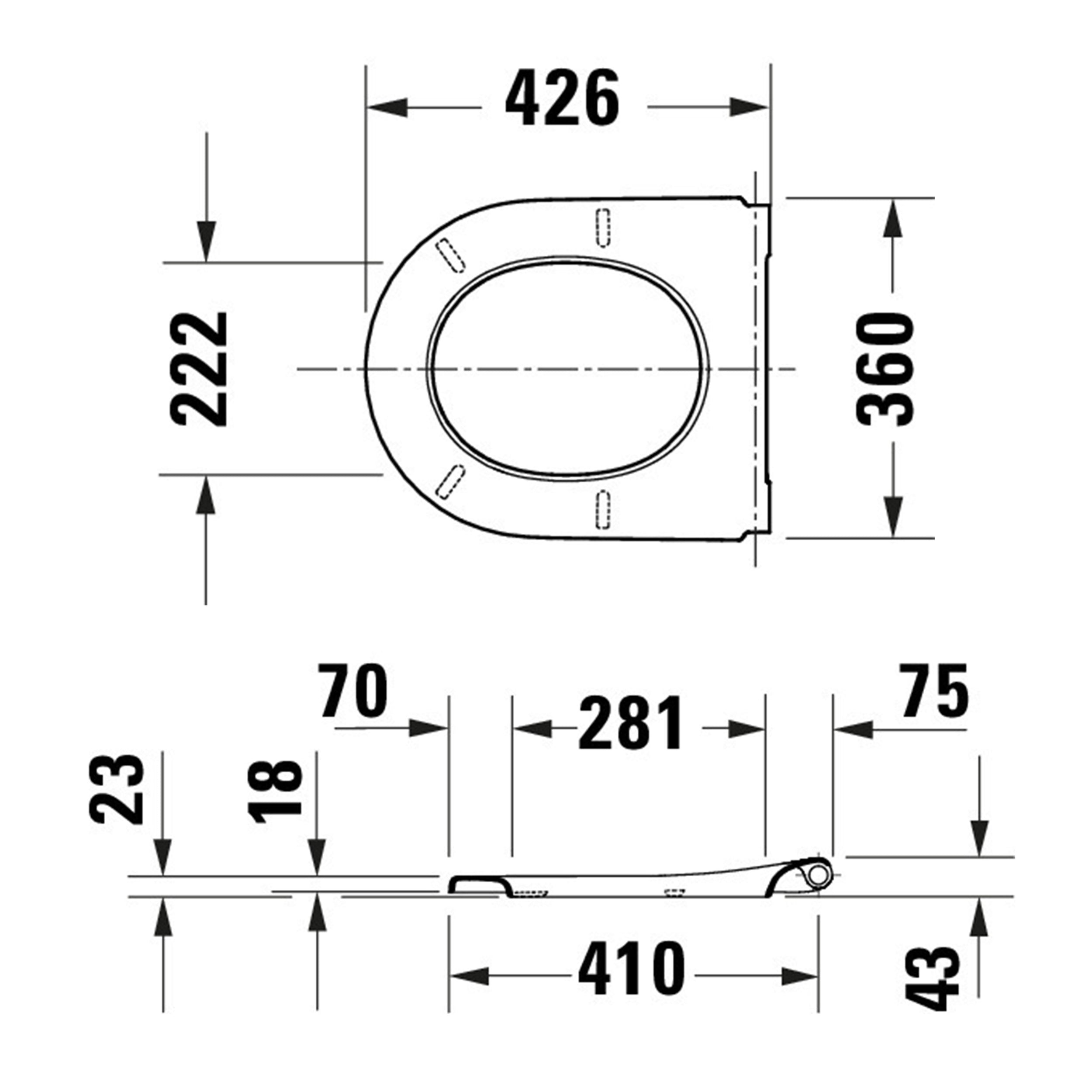 Duravit Univavo abattant WC universel avec frein de chute, rond